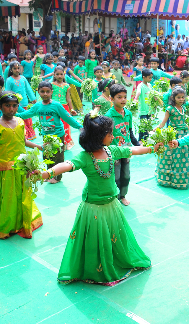 Students taking part in an activity at Sri Venkateswara Bala Kuteer