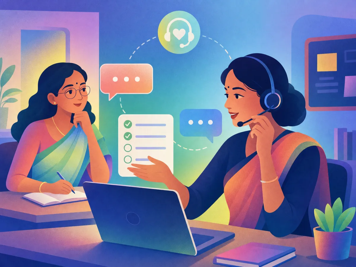 Illustration of the My School Bee support team helping school staff